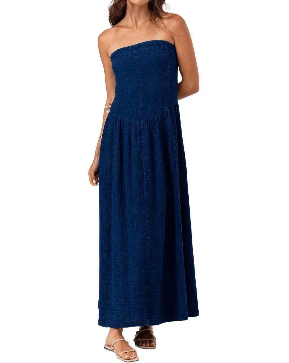NEW SUNDAYS runa strapless dress in indigo